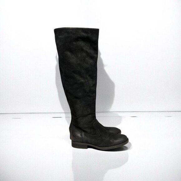 🌻NEW Born "Borman" Black Suede Leather Knee High Bohemian Back Zip Tall Boots 9 - Picture 4 of 10